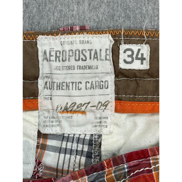 Aeropostale Shorts Mens 34 Plaid 100% Cotton Cargo 12" Inseam - Picture 3 of 7